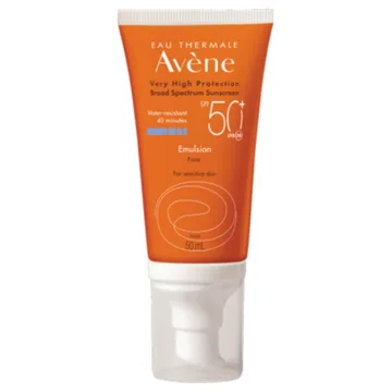 Tube med Avène Sun Cream SPF 50+ solkrem for ansikt, 50 ml.